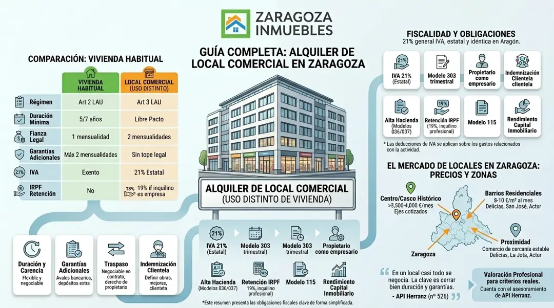 Infografía: alquiler de locales comerciales en Zaragoza